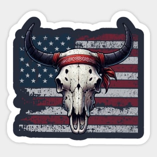 American Flag and Cattle Skull Sticker